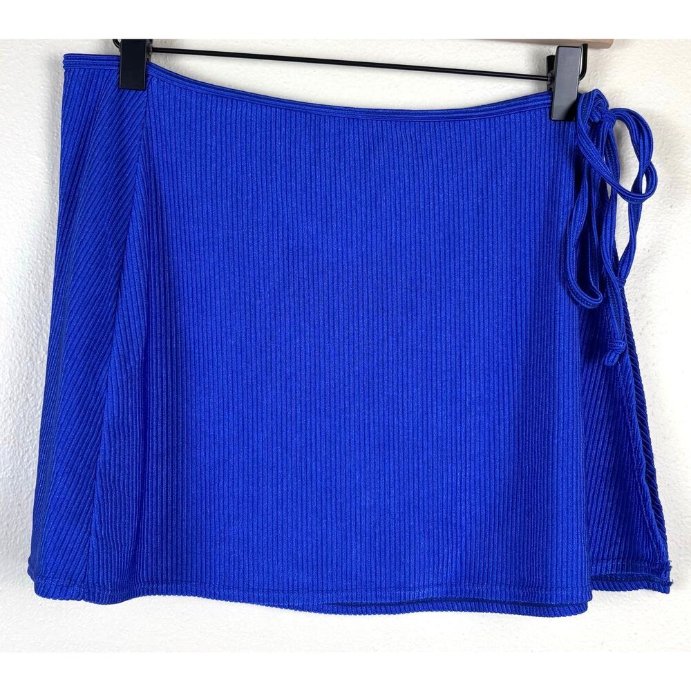 Catalina Cobalt Blue Mini Skirt Slit Cover Up One Size